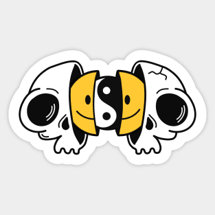 Yin Yang Skull Smiley Face Buddhist Halloween Cute Sticker